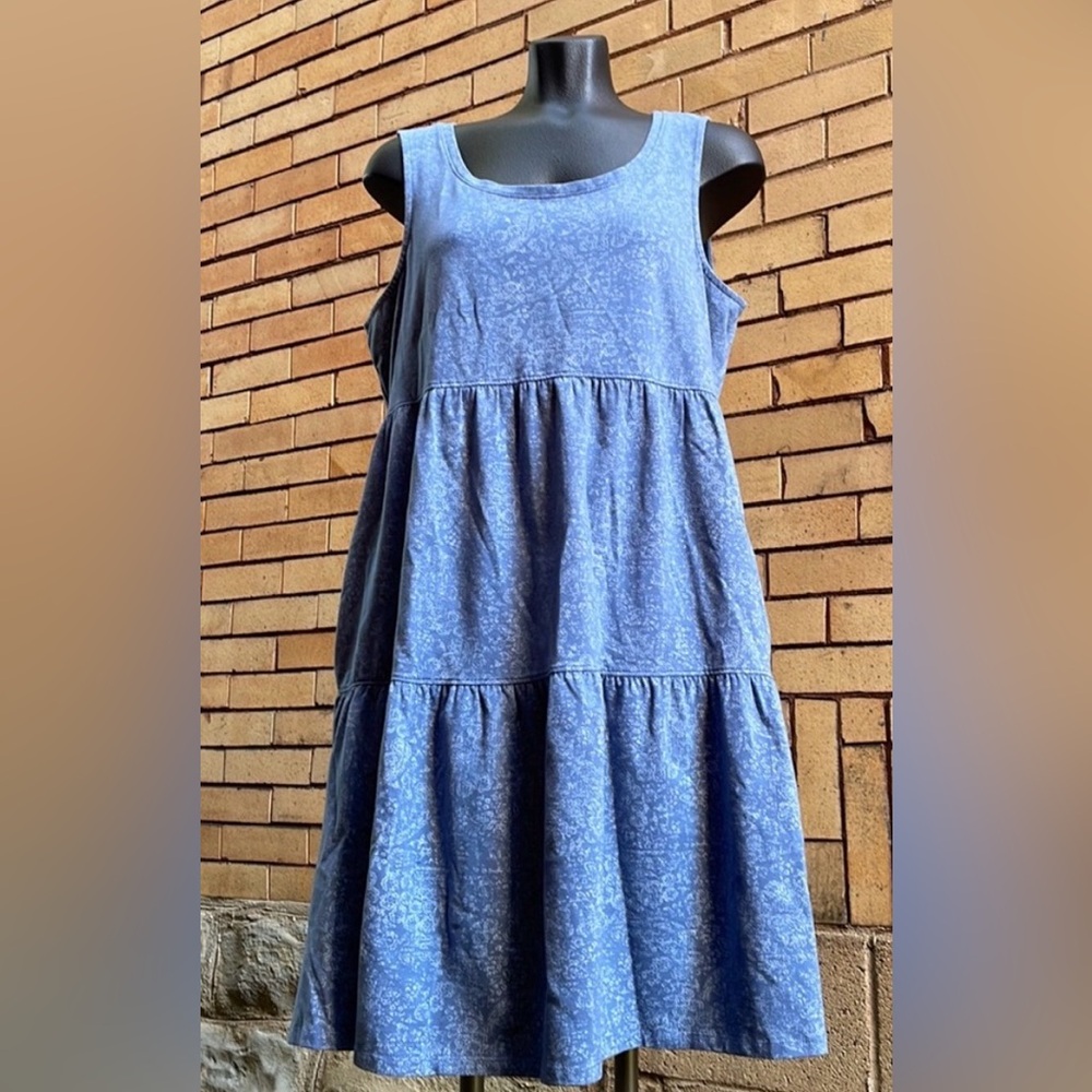 Frye Blue Bandana Print Boho Tiered Tank Dress w/ Pockets Size Large